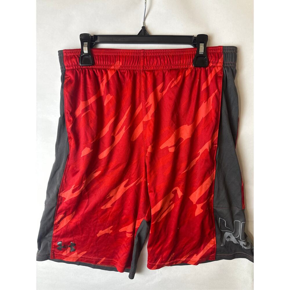 Under Armour Boys Size Large Shorts Red Grey New Loose Fit